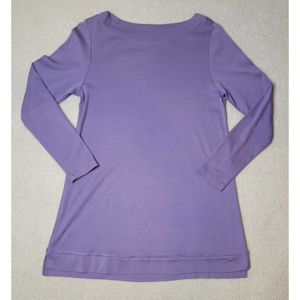 J.Jill Perfect Pima Boat Neck Long-Sleeve Tunic Medium Purple